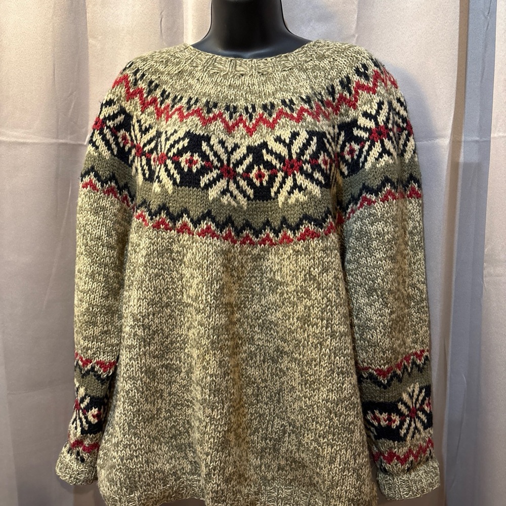 Eddie Bauer Nordic Pattern Sweater - Cream, Black, Red